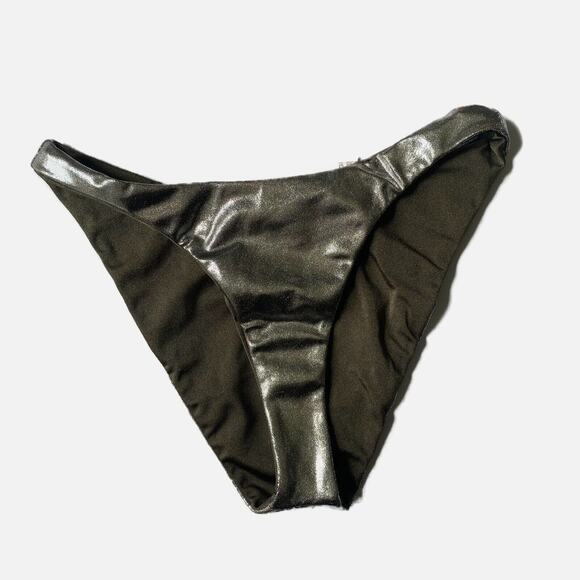 5/$25 Good American Foil Metallic Reversible Bikini Bottoms Size 1 Small New - Picture 2 of 7